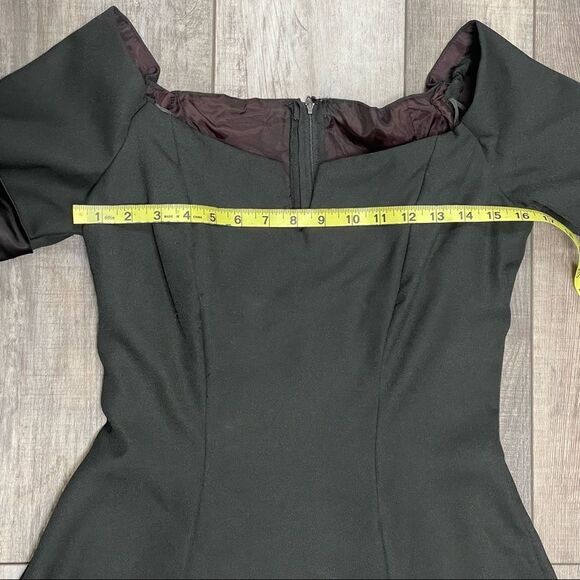 ILGWU Vintage Maxi Off Shoulder Short Sleeve Formal Dress Black Size 8 - Picture 13 of 16